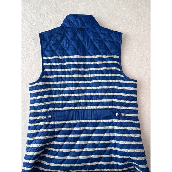 Talbots Womens Quilted Light Puffer Vest Size Small Blue White Stipe Full Zip - Picture 6 of 6
